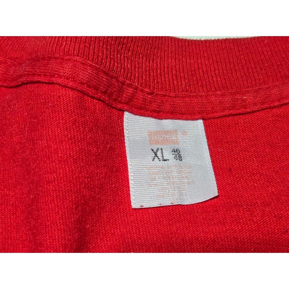 Vintage Red Pocket T-Shirt Single Stitch Blank Men's L Soft Worn In Cotton‎ Tee - Picture 4 of 5